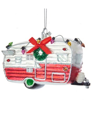 Glass Camping Car Christmas Ornament