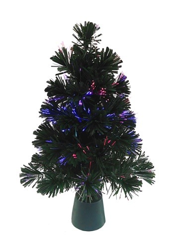 18" Fiberoptic Led Color Changing Green Tree