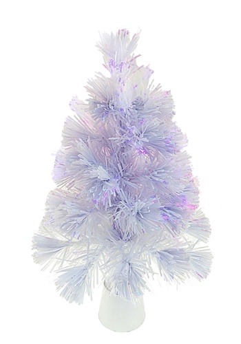 18" Fiberoptic Led Color Changing White Tree