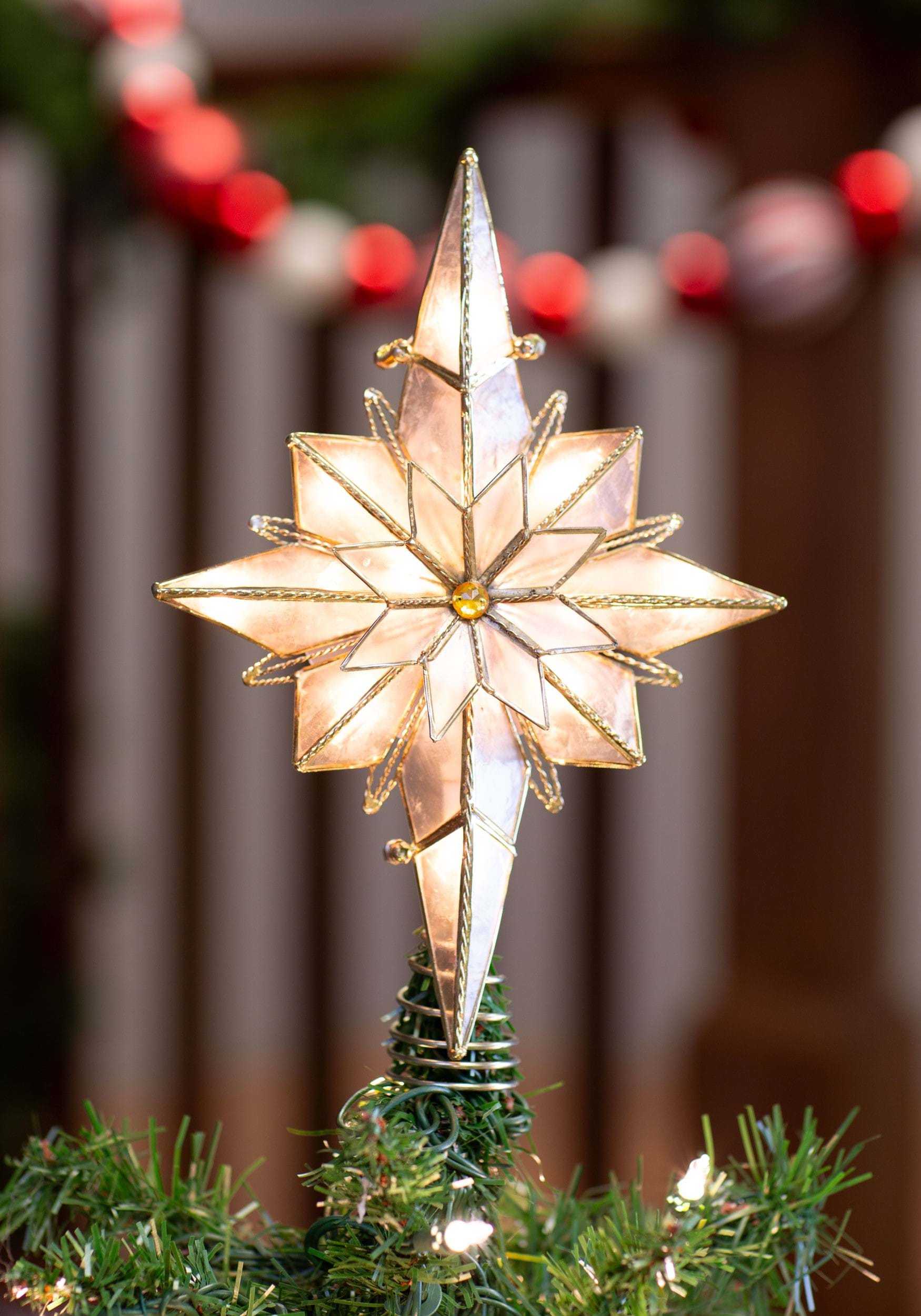 10.5 Inch Capiz Bethlehem Star Treetopper | Christmas Decorations