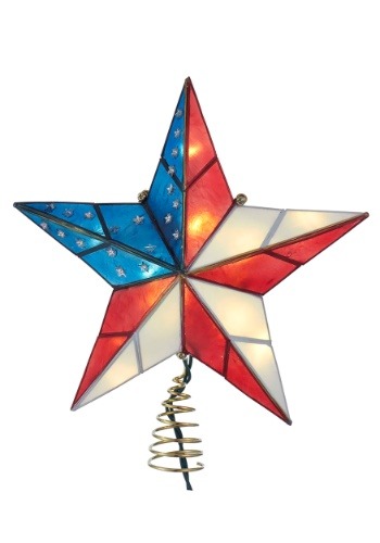 10 Clear Light Capiz American Flag Star Treetopper