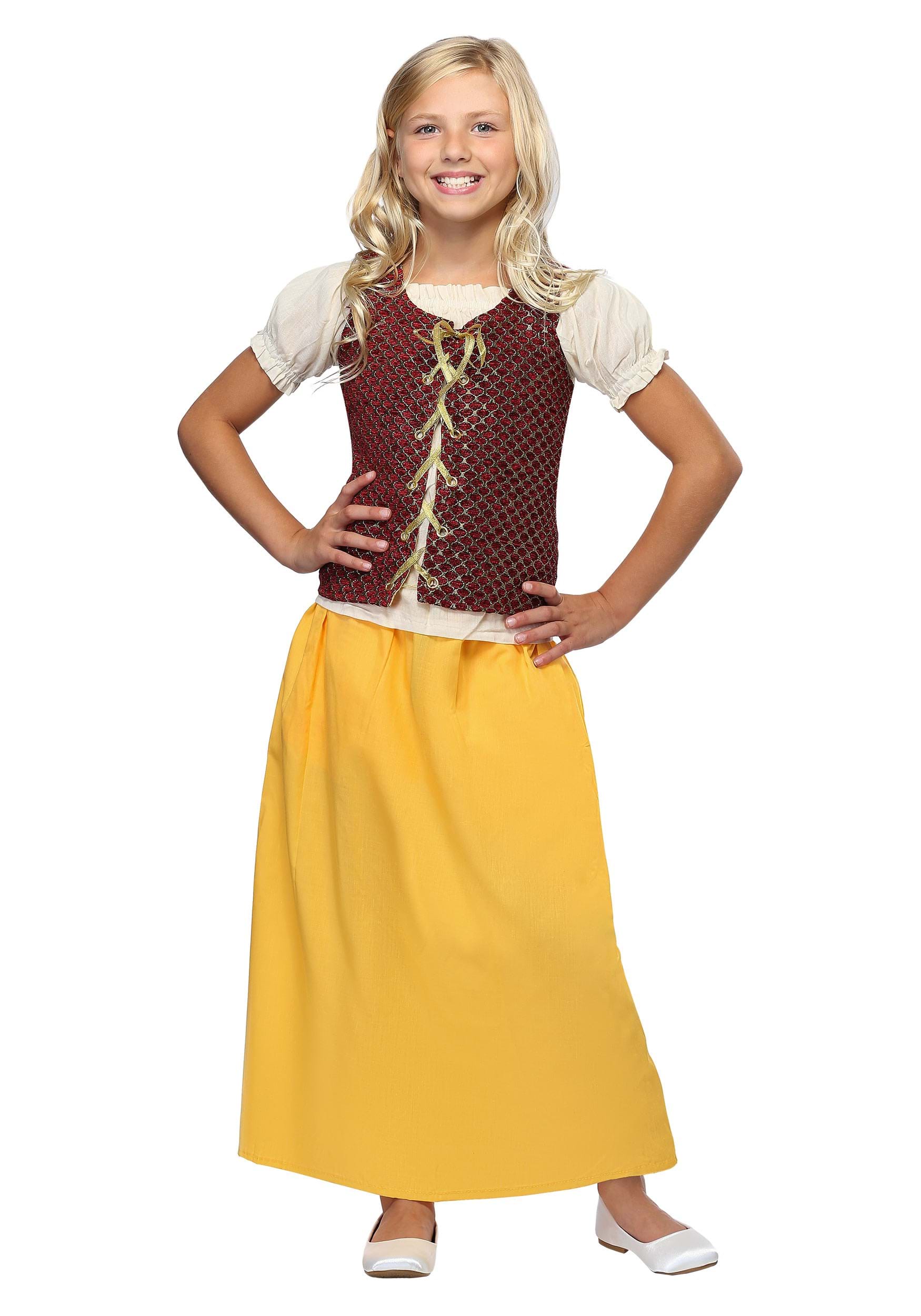 Red Peasant Dress Costume For Kids
