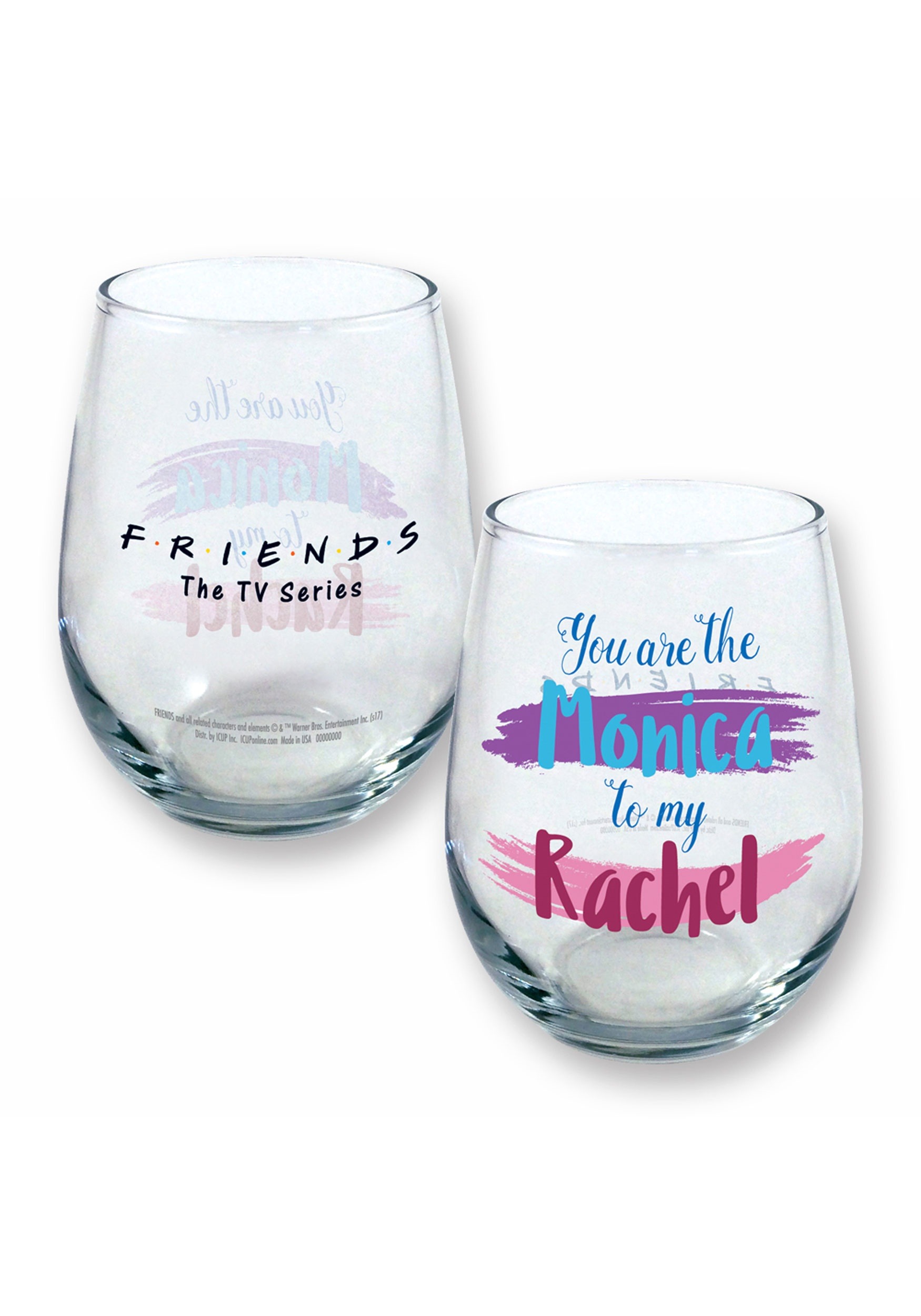 Friends You Are the Monica to My Rachel Stemless Wine Glass