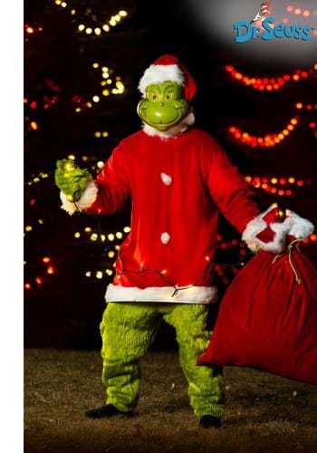 Mens The Grinch Santa Deluxe Jumpsuit with Mask Update 1