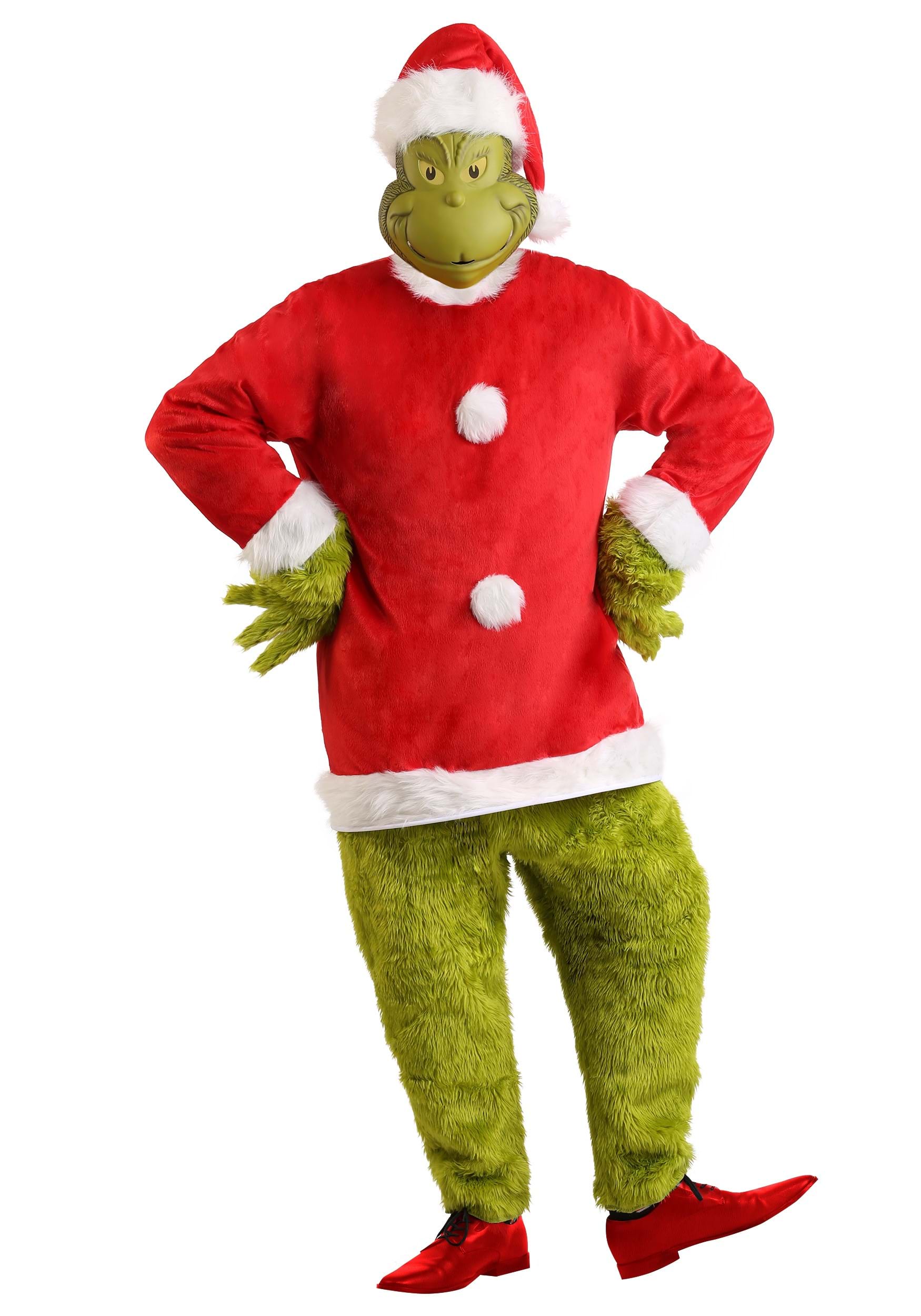 The Grinch Santa Deluxe Jumpsuit with Mask Costume