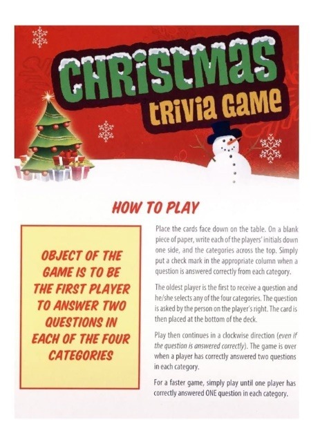 Christmas Trivia Card Game