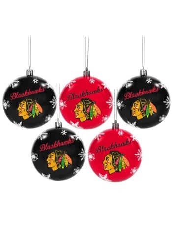 Chicago Blackhawks 5 Pack Shatterproof Ball Ornament Set