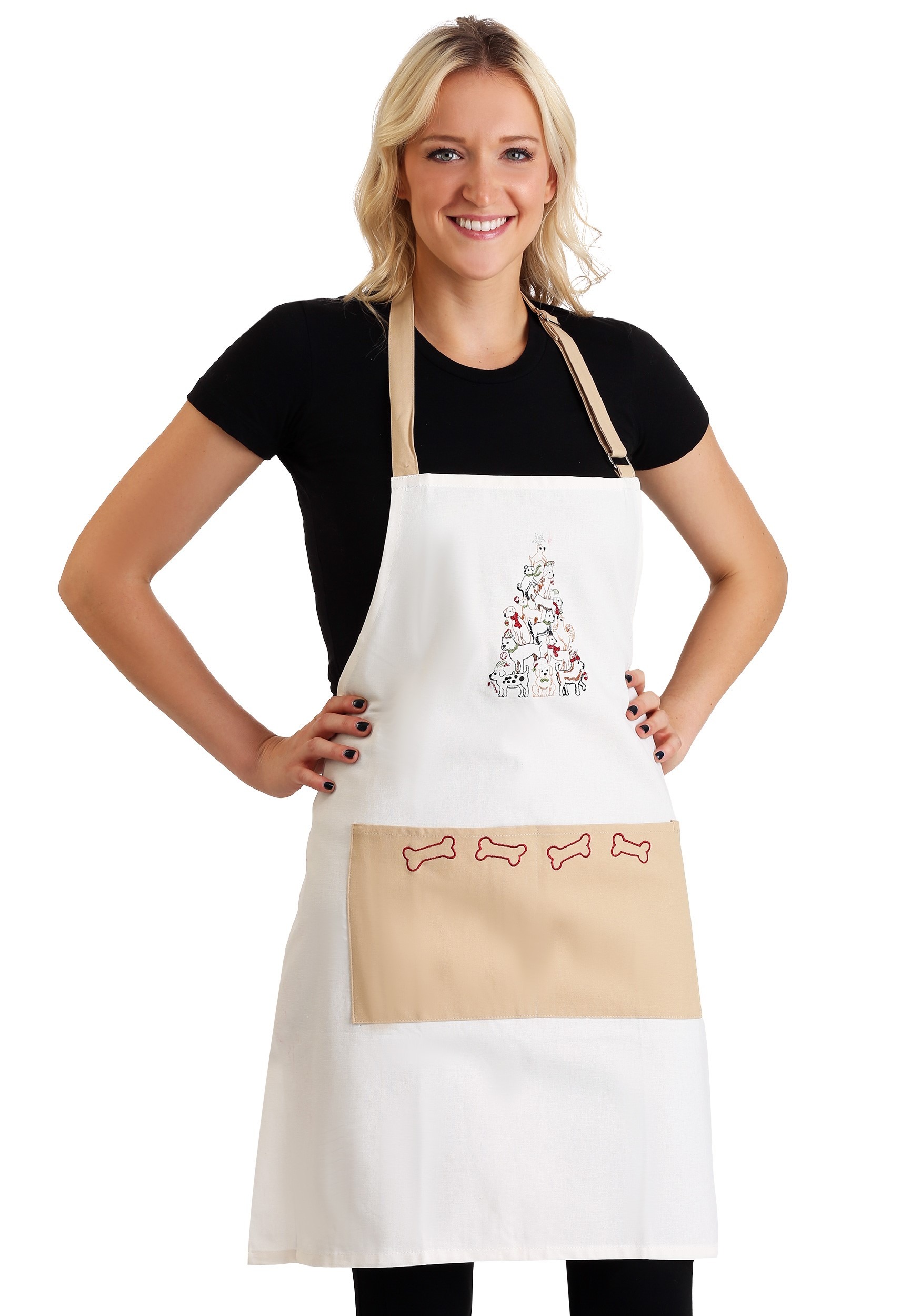 Embroidered Puppy Christmas Tree Apron
