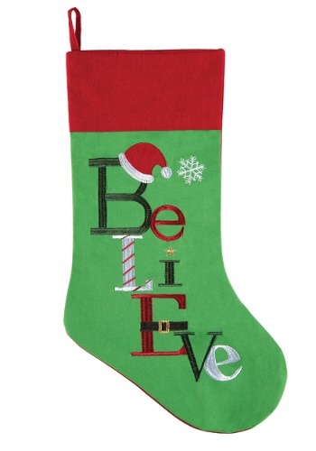 Embroidered Believe Christmas Stocking