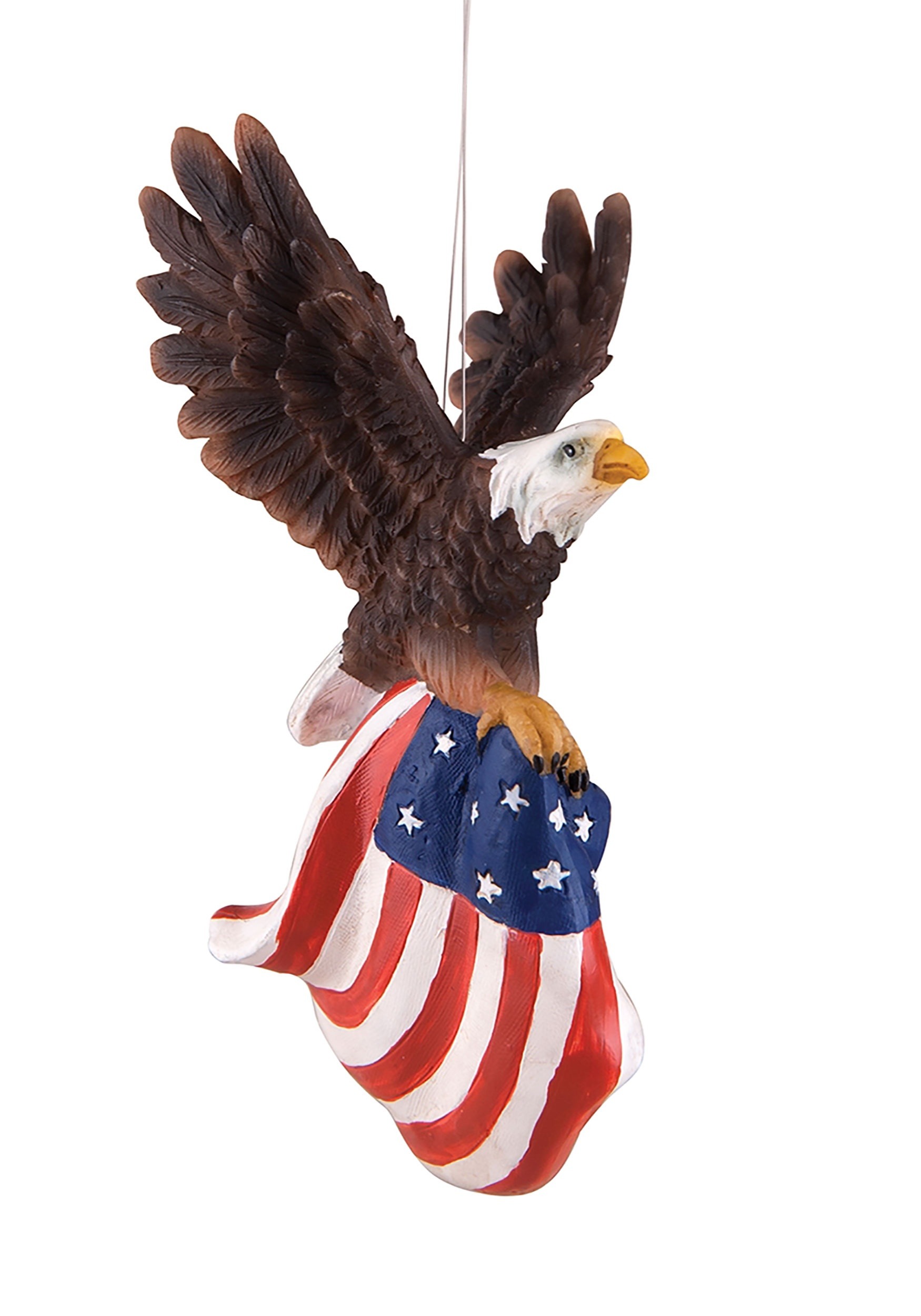 Resin Flying Eagle W American Flag Christmas Ornament