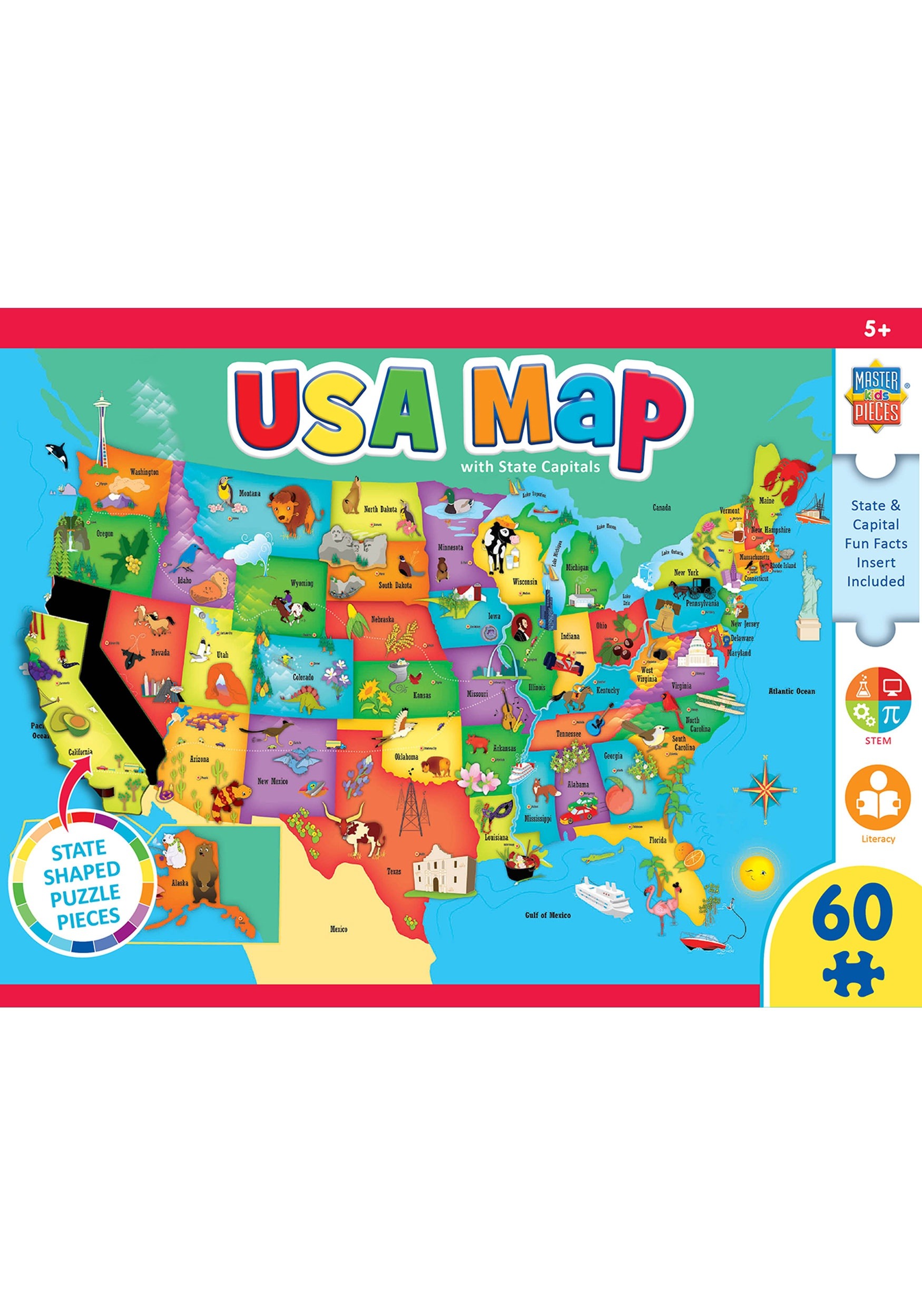 Kids MasterPieces Explorer USA Map 60 Piece Puzzle