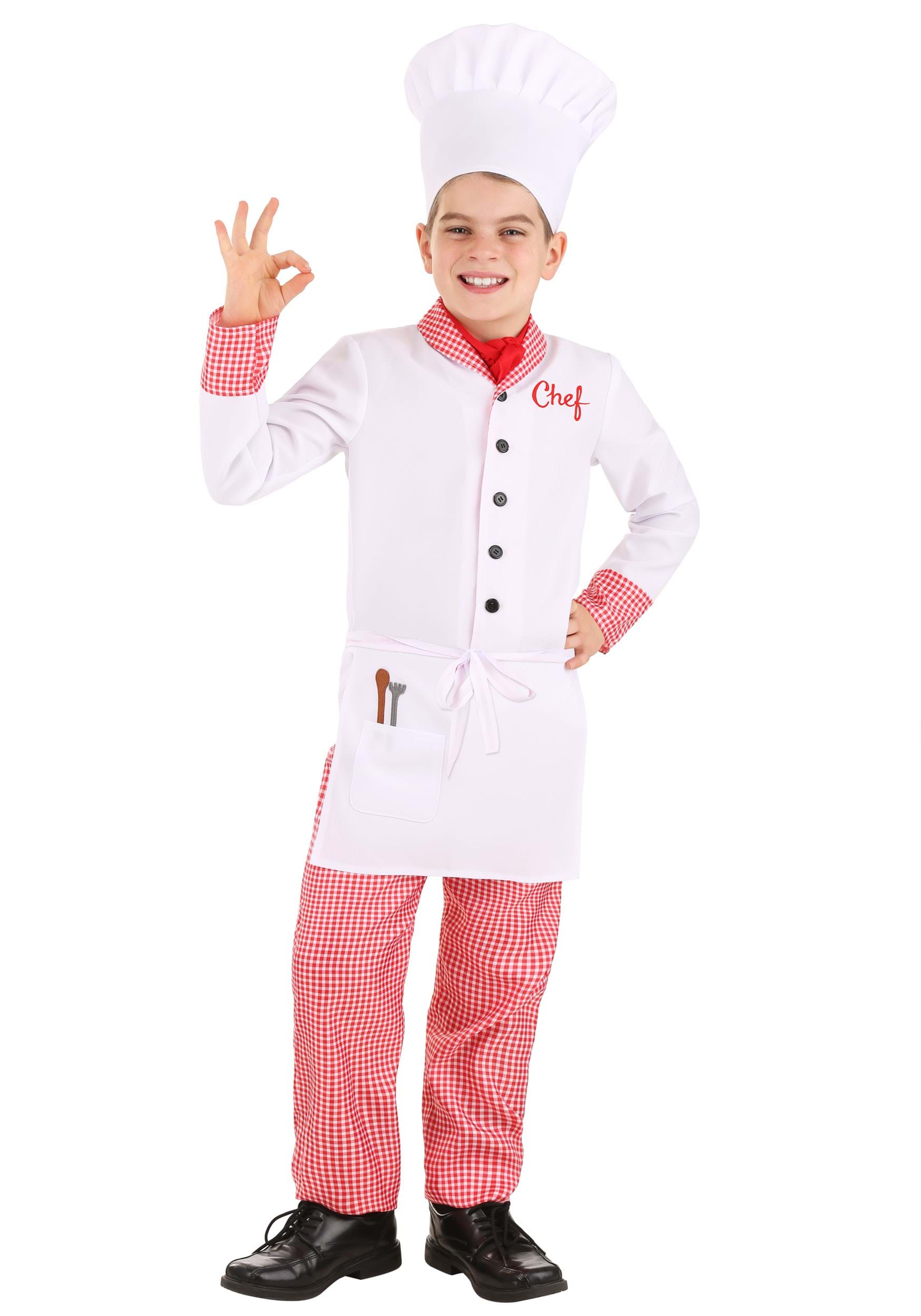 Photos - Fancy Dress FUN Costumes Chef Uniform Costume for Kids | Chef Costumes Red/White F