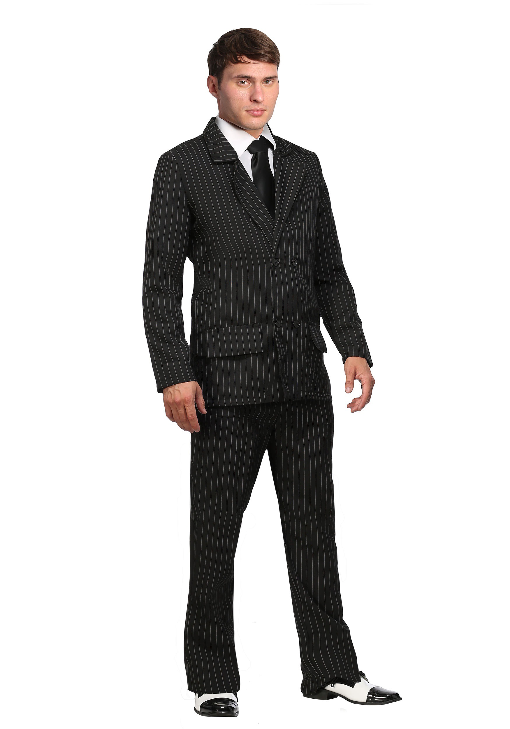 Photos - Fancy Dress Deluxe FUN Costumes Pin Stripe  Gangster Costume Suit Black FUN2104 