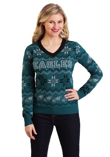 Philadelphia Eagles Women's Light Up V-Neck Ugly Sweater Upd