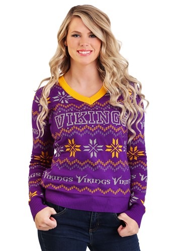 Minnesota Vikings Women's Light Up V-Neck Bluetooth Sweater 