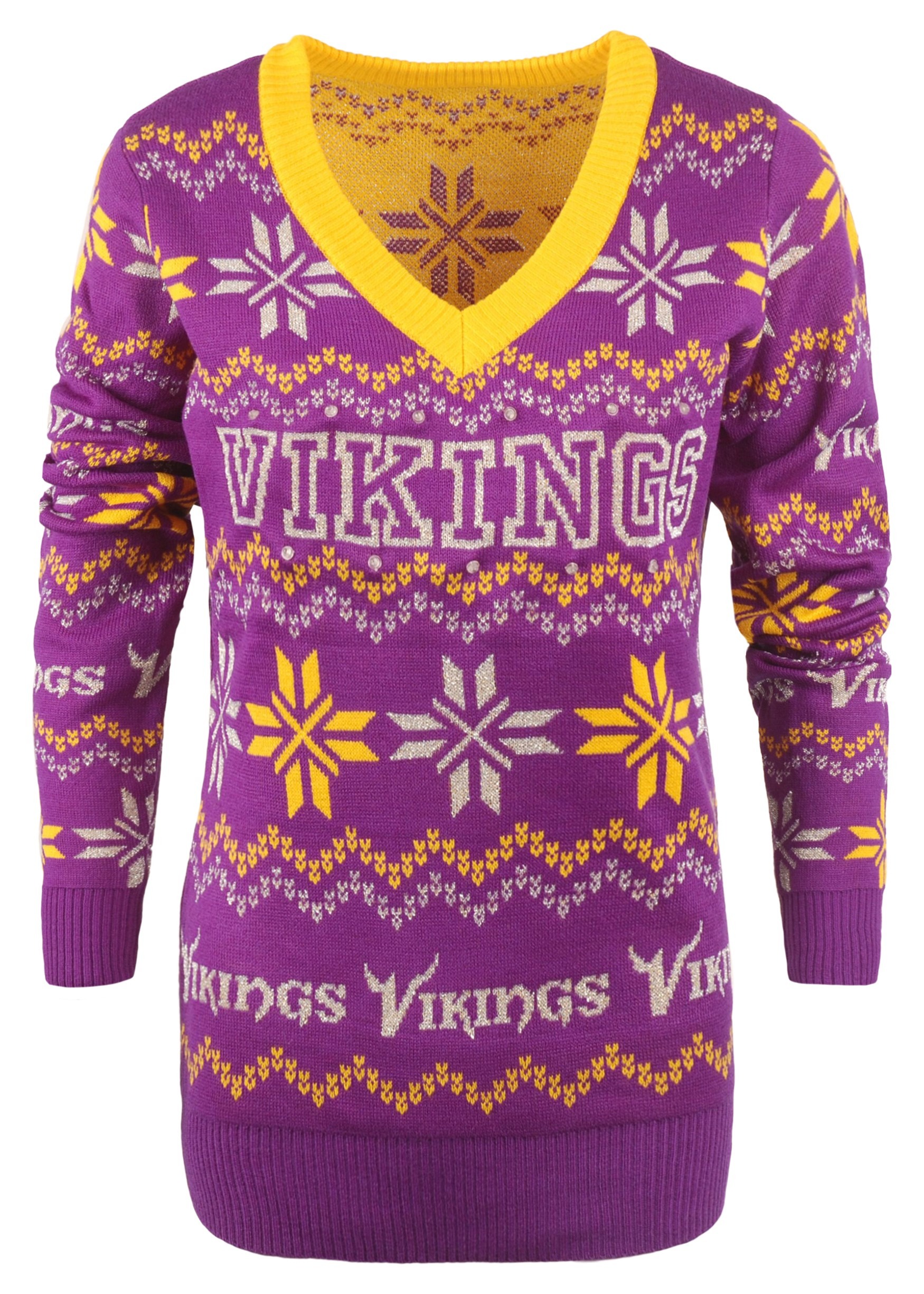 Women's FOCO White/Purple Minnesota Vikings Ugly V-Neck Pullover