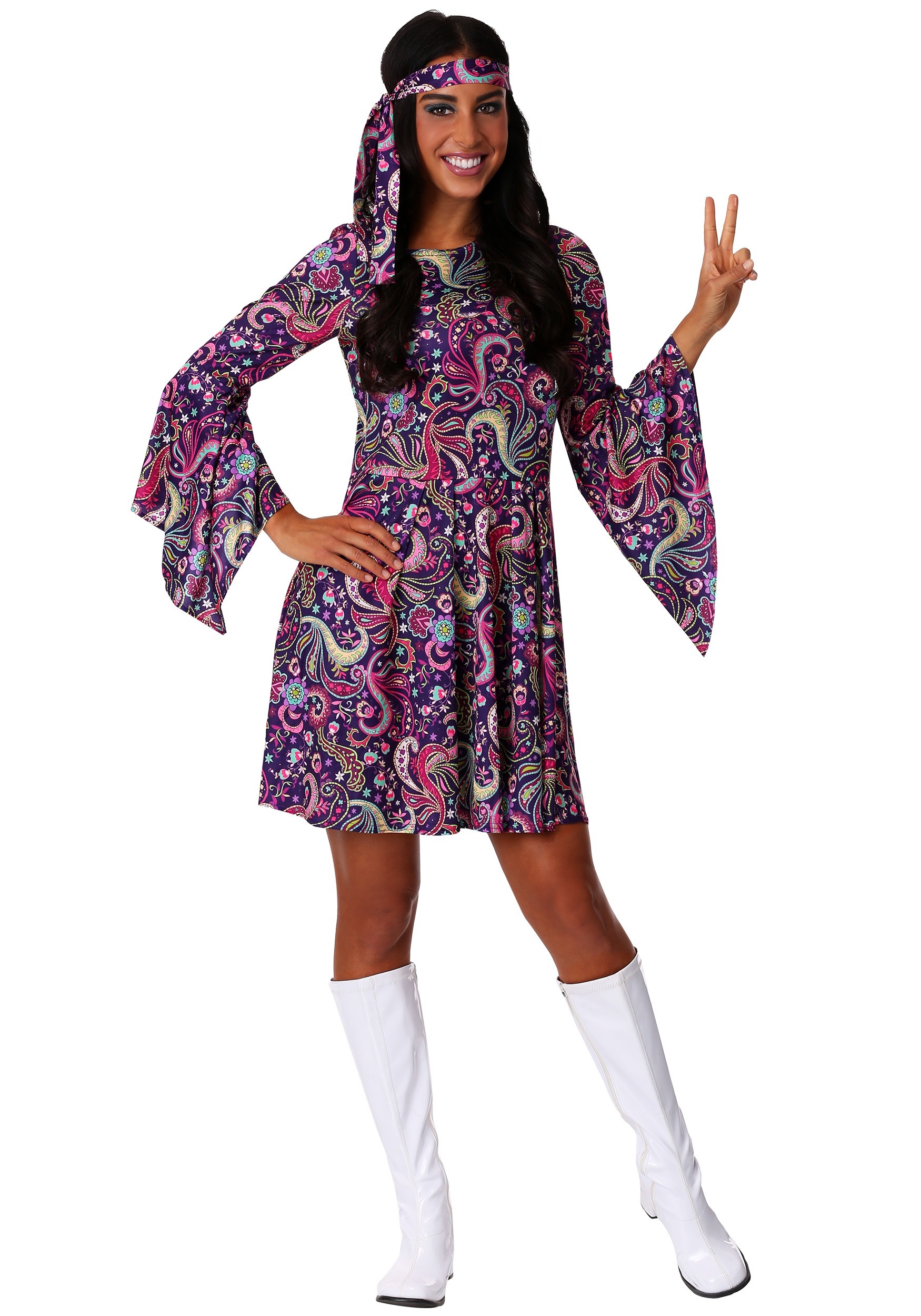 Womens Woodstock Hippie Costume Dress