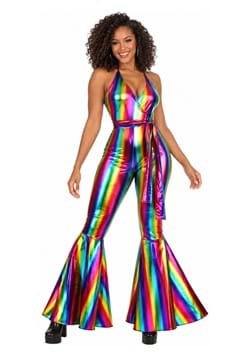 Womens Rainbow Rave Disco Costume Main 2