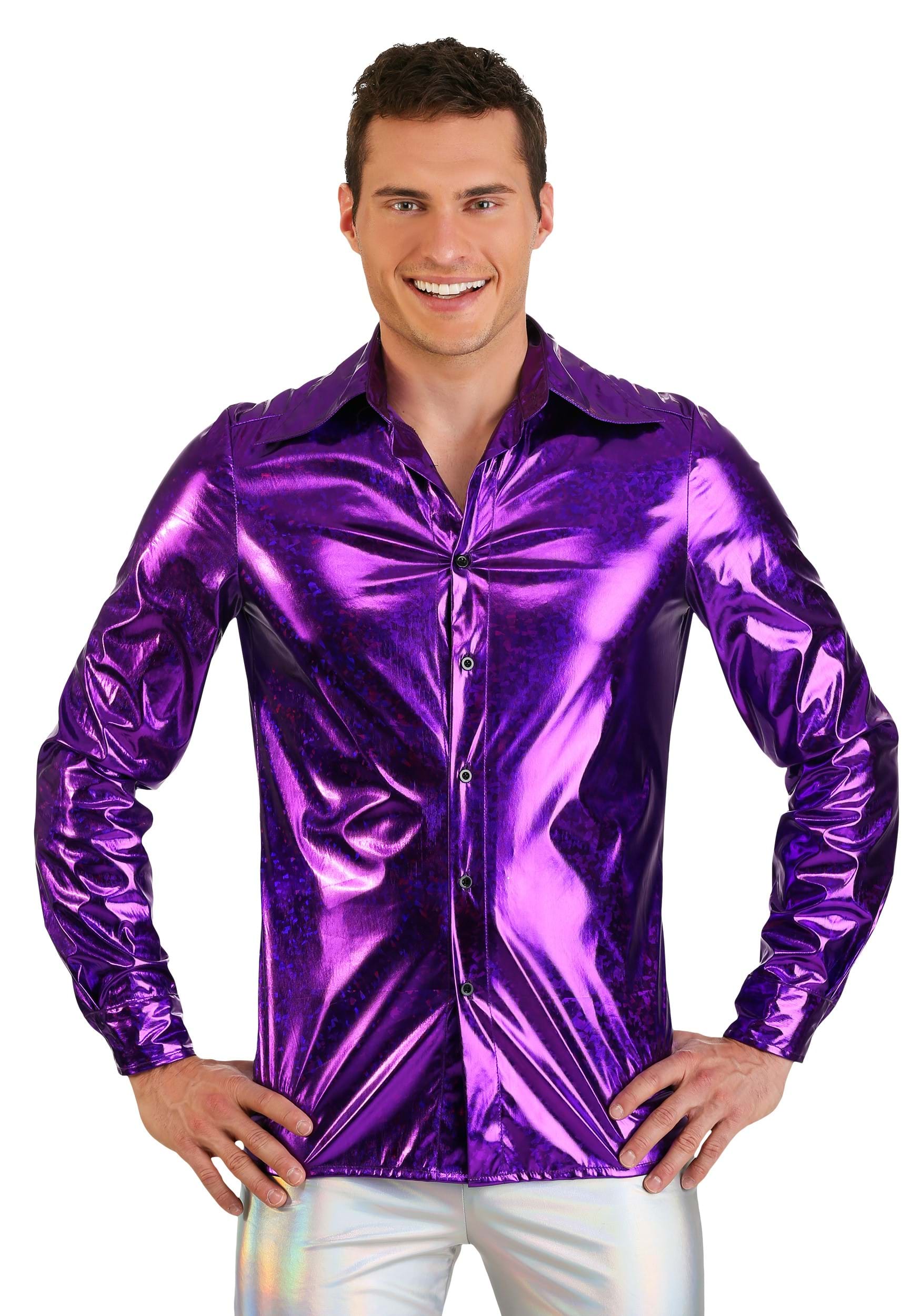 Photos - Fancy Dress FUN Costumes Shattered Glass Disco Shirt for Men Purple FUN0707AD