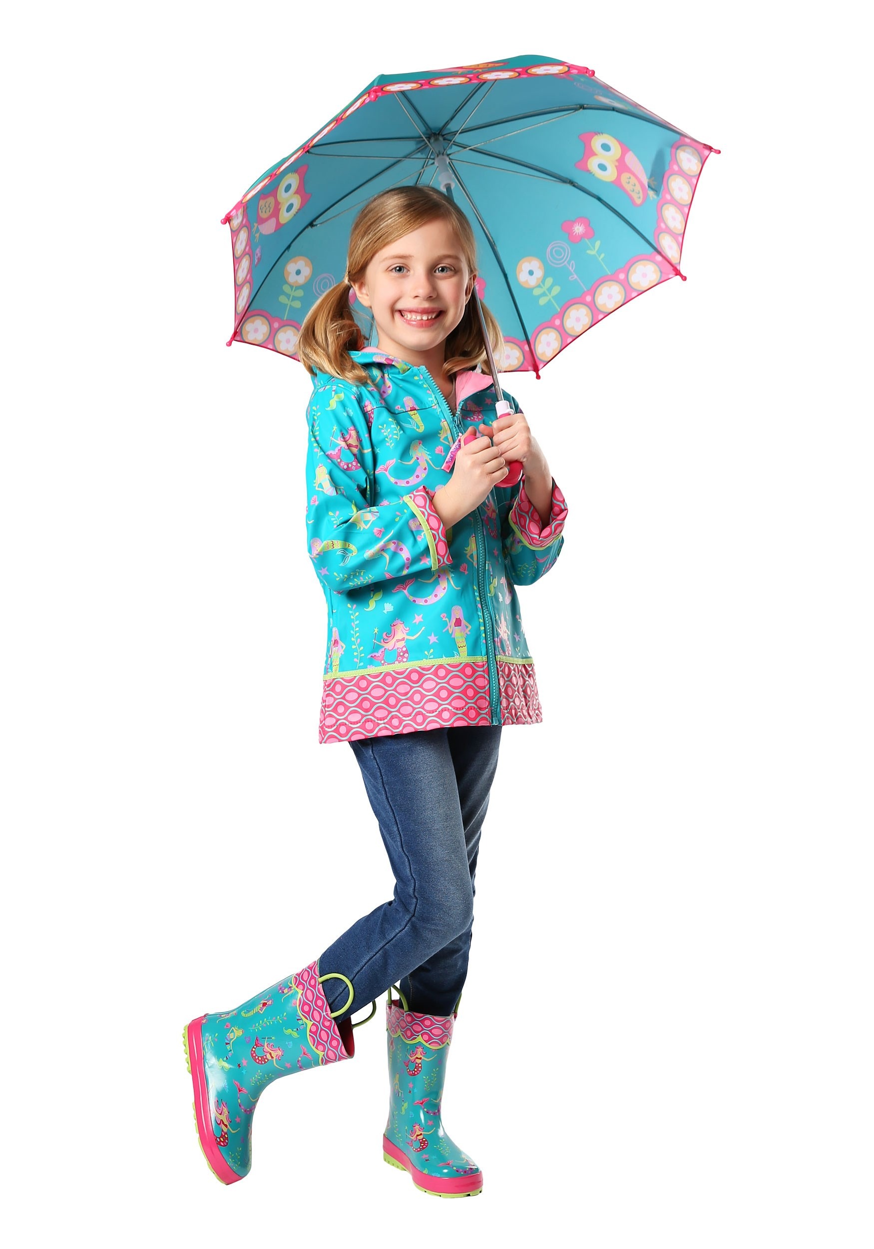 Child Kids Toddlers Girls Stephen Joseph Mermaid Print Raincoat Size 3T 4T 4/5 