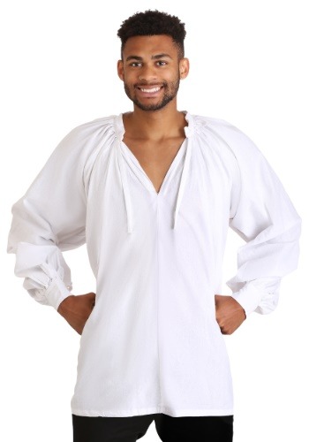 Plus Size White Pirate Shirt for Men