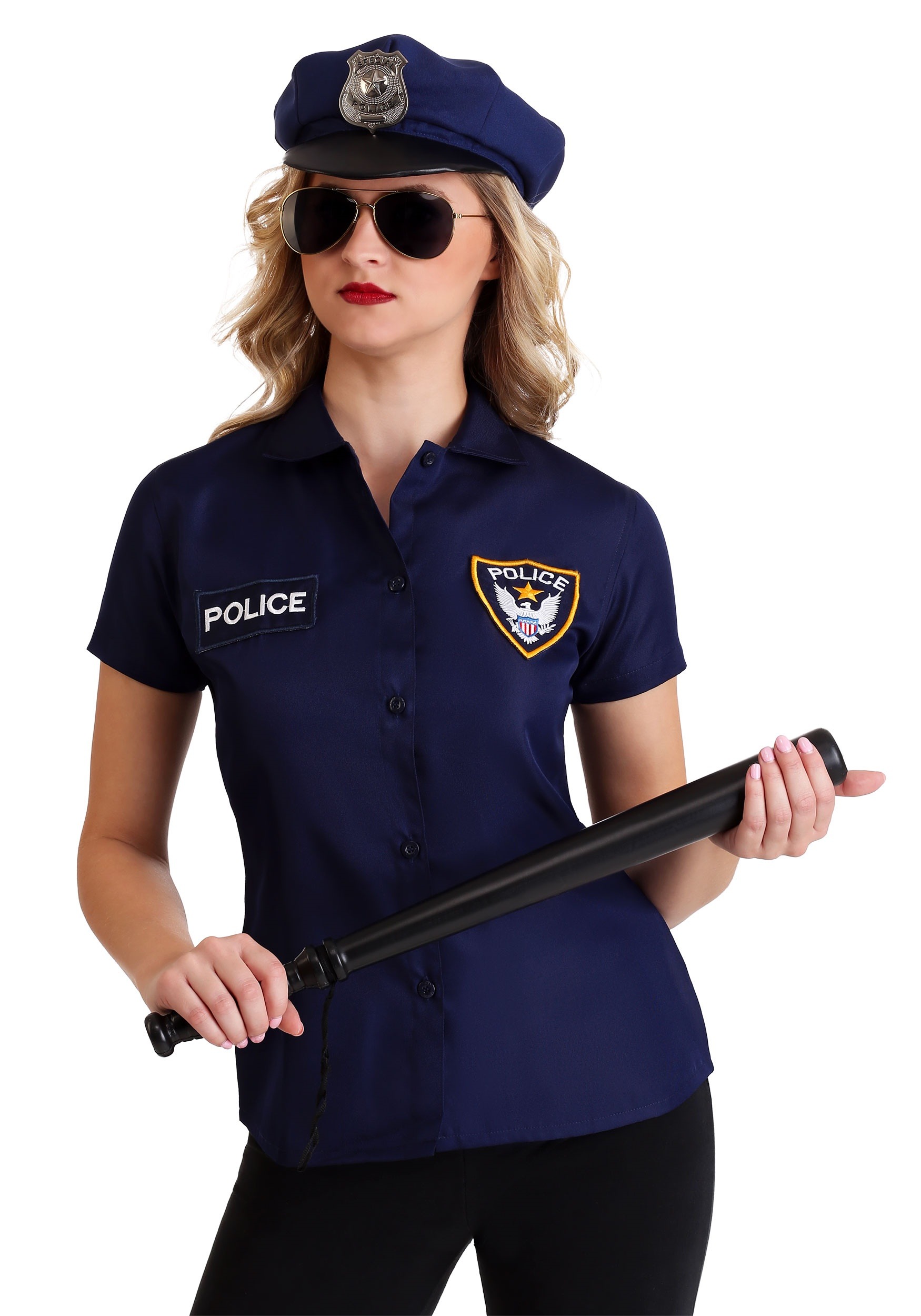 Photos - Fancy Dress Police FUN Costumes Women's Plus Size  Shirt Costume | Costume T-Shirts Blu 