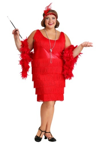 Women's Red Plus Size Flapper Dress- update1