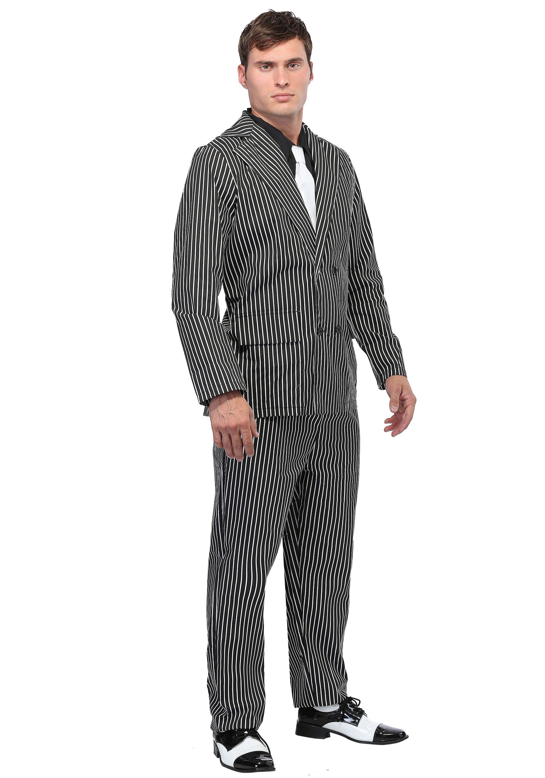 Photos - Fancy Dress FUN Costumes Wide Stripe Plus Size Gangster Suit Costume for Men Black/