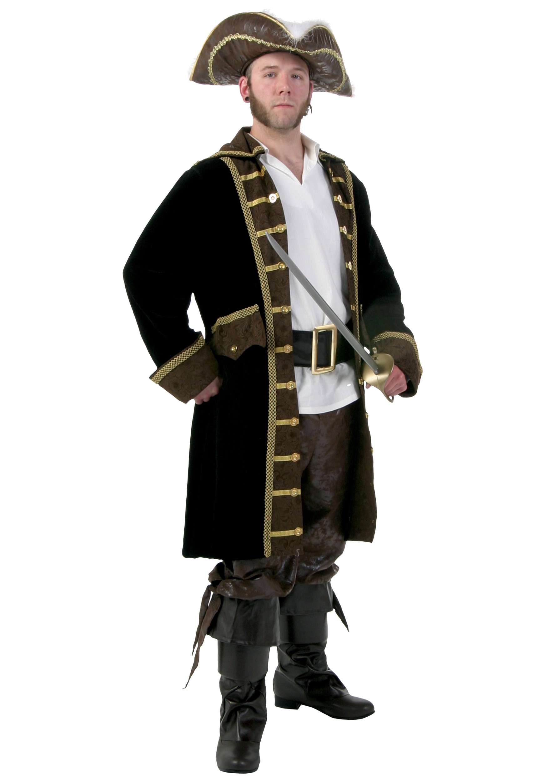 Photos - Fancy Dress FUN Costumes Men's Plus Size Realistic Pirate Costume Black/Brown FUN2