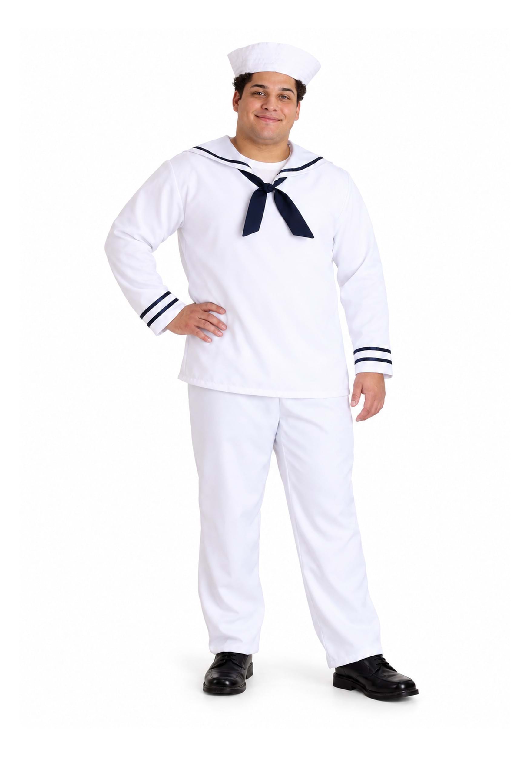 Mens Plus Size Sailor White Costume