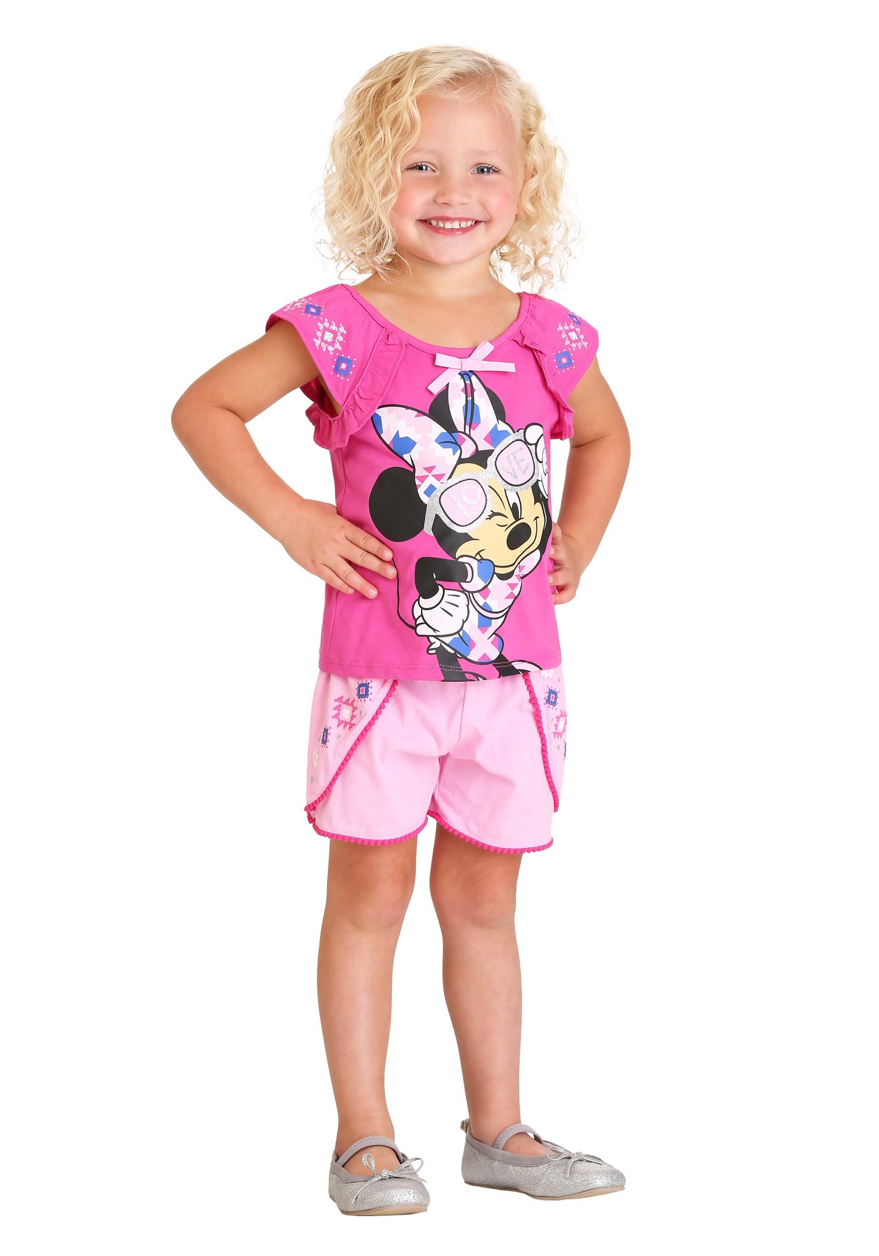 Love Glasses Minnie Mouse Top and Short Set