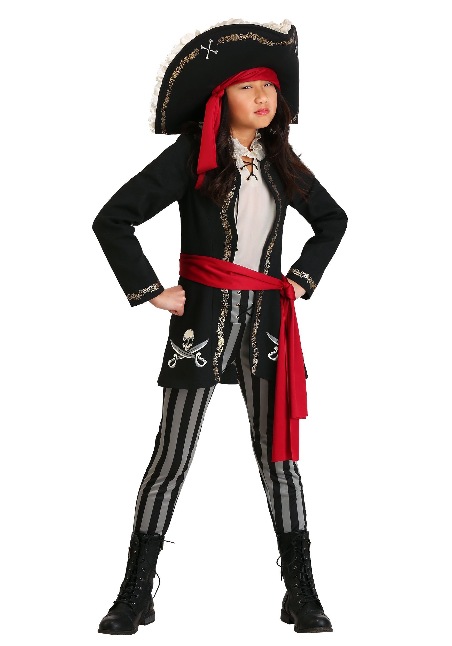 Photos - Fancy Dress FUN Costumes Girls Queen Gold Pirate Costume Black/Red FUN0719CH