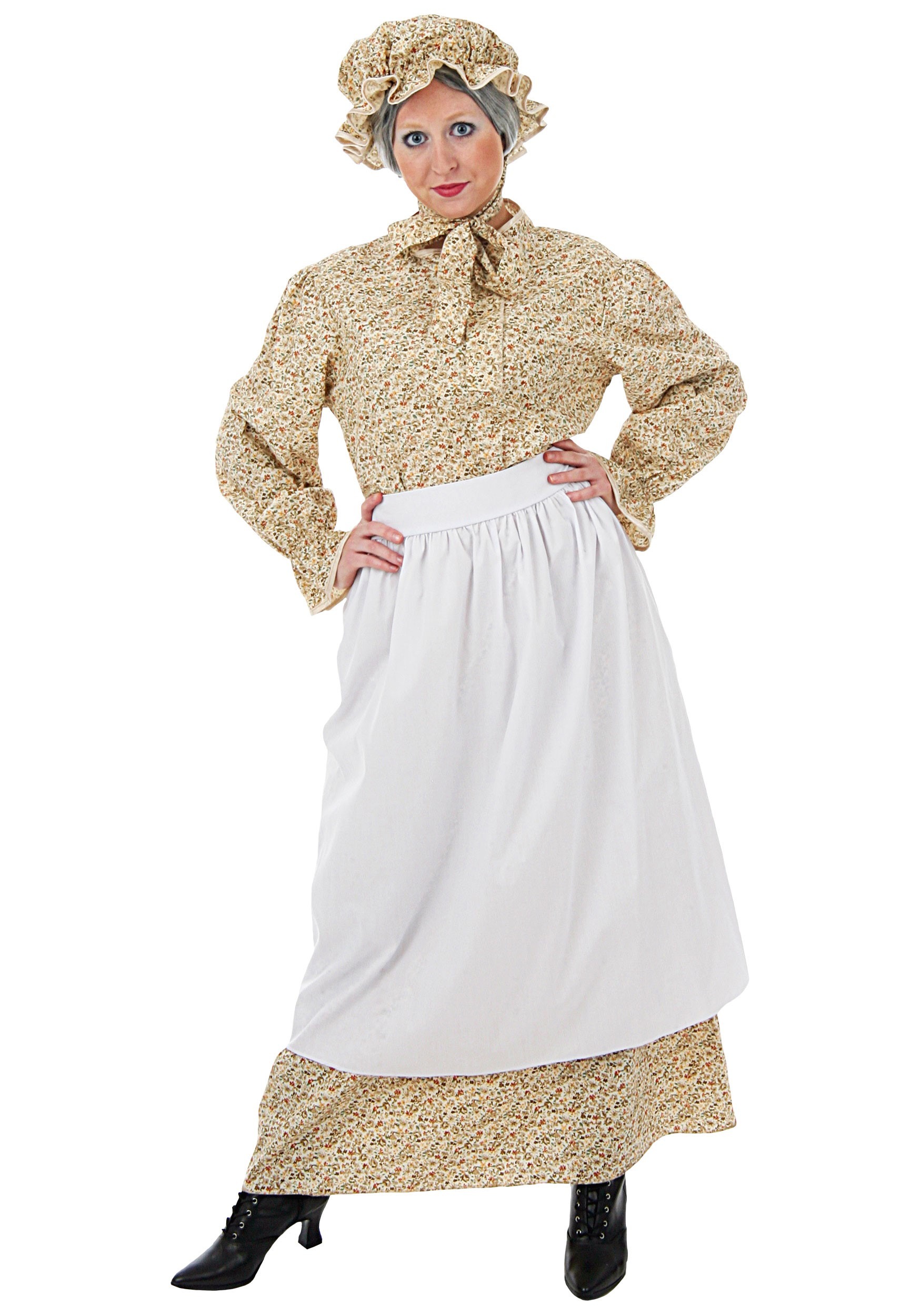 Photos - Fancy Dress Winsun Dress FUN Costumes Plus Size Women's Auntie Em Costume Dress Beige/White FUN 