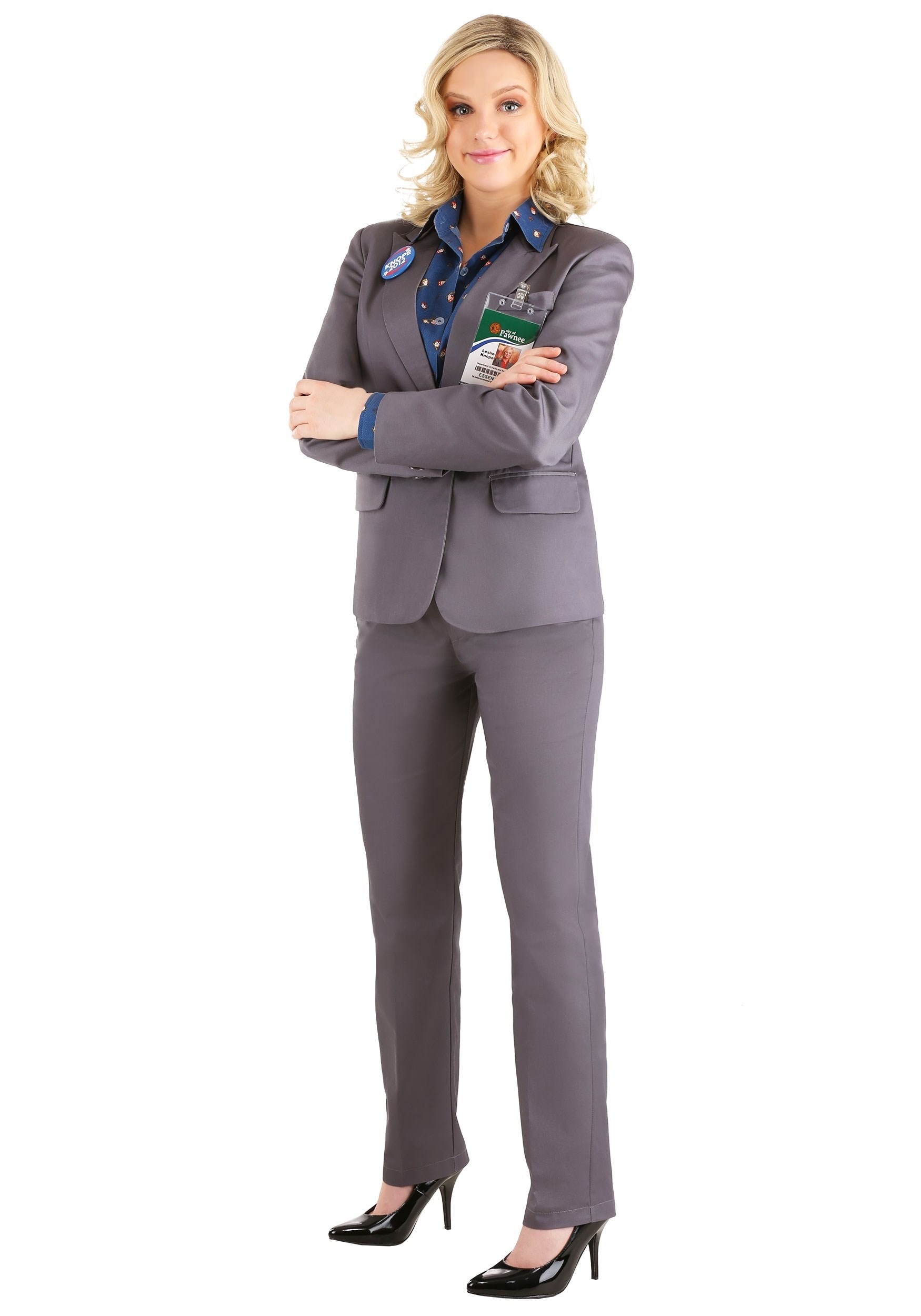 Photos - Fancy Dress A&D FUN Costumes Parks and Recreation Leslie Knope Women's Costume Gray/Bl 