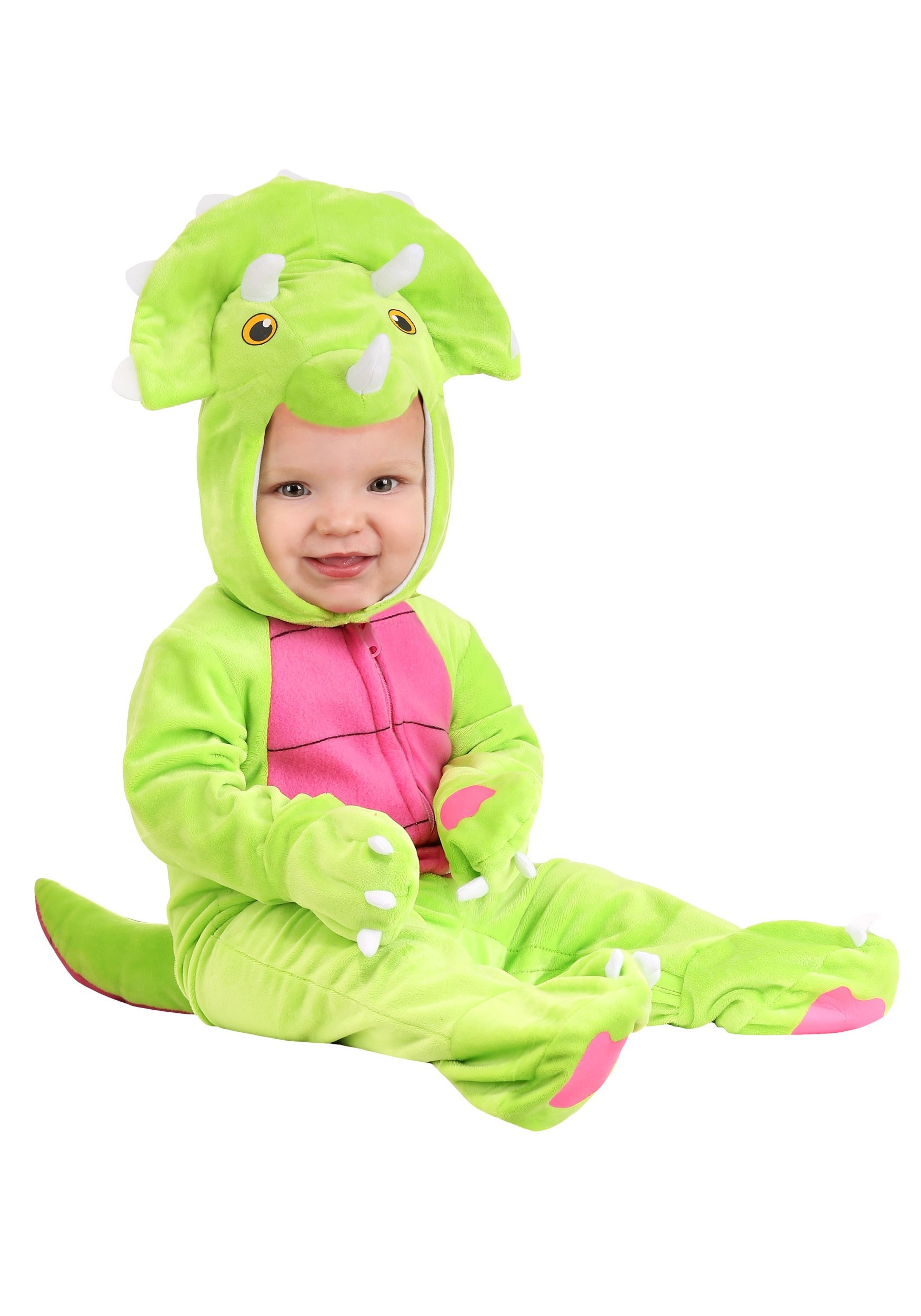Photos - Fancy Dress FUN Costumes Tiny Triceratops Infant Costume Green/Pink/White FUN7