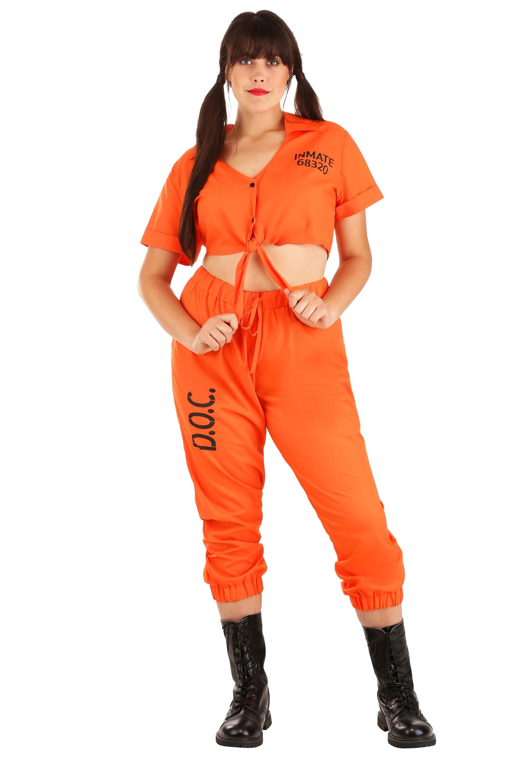 Womens Plus Size Orange Prisoner Costume | Prison Costumes
