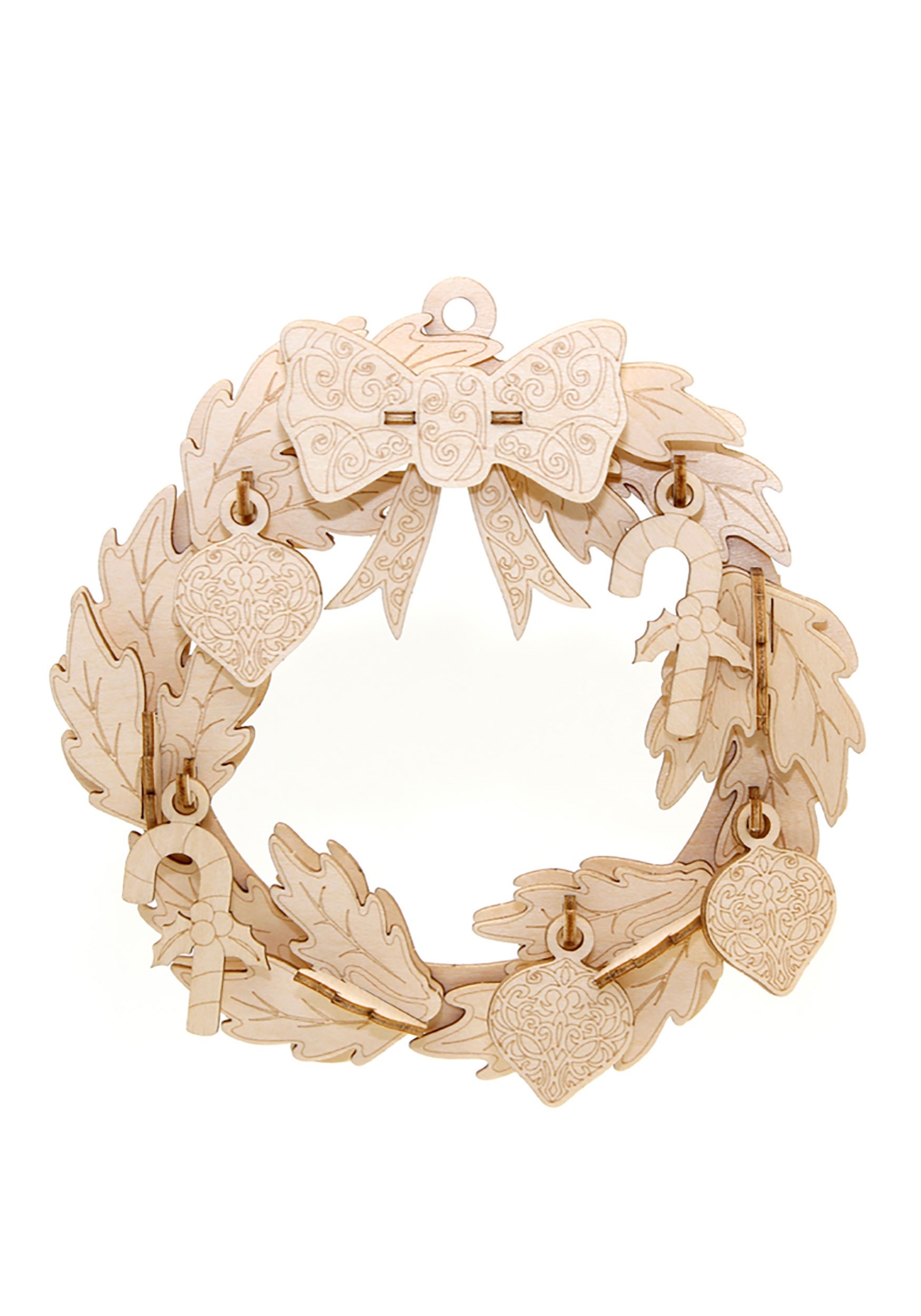 3D Wood Model Christmas Wreath with Background Display