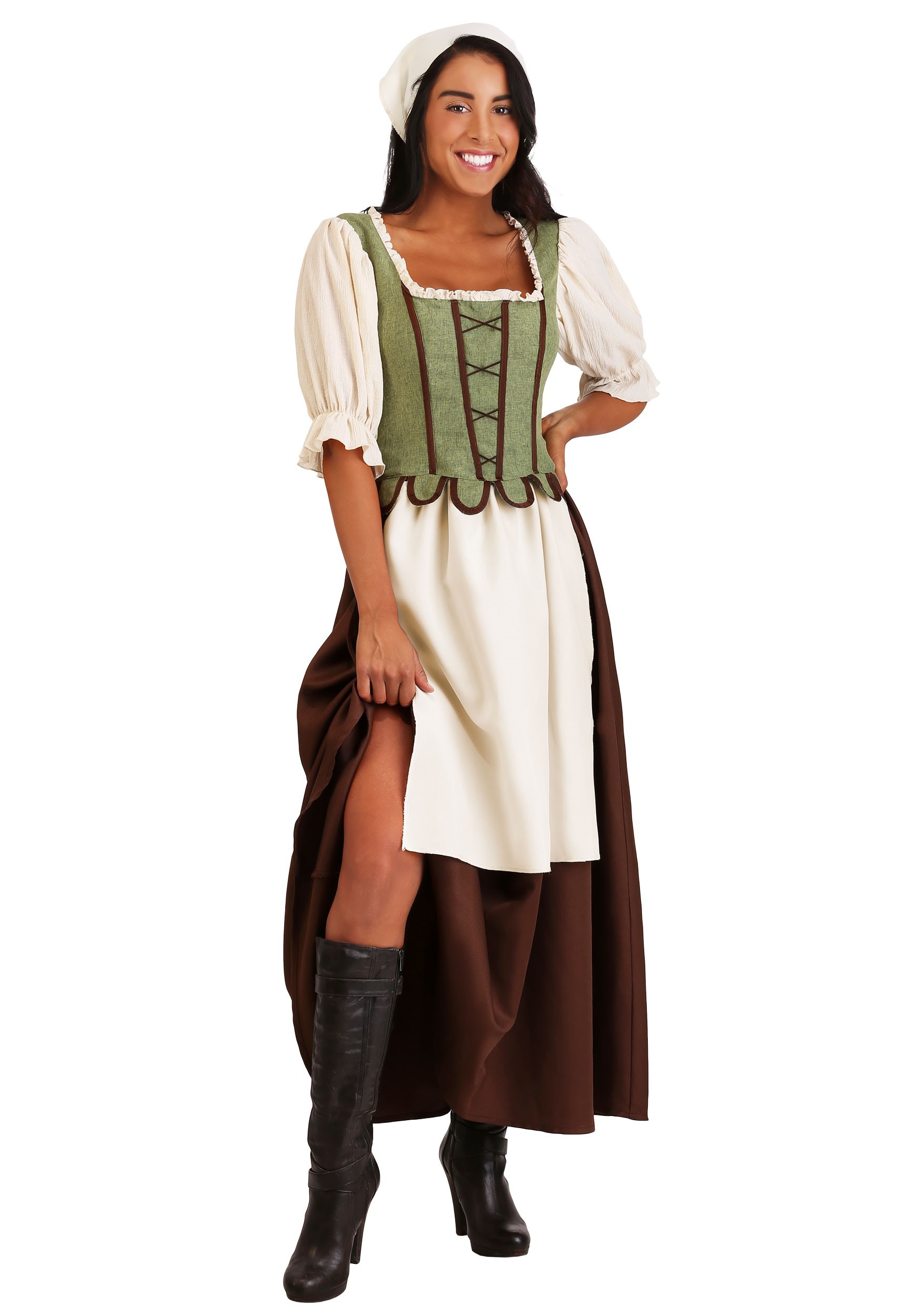Photos - Fancy Dress Winsun Dress FUN Costumes Women's Medieval Pub Wench Costume Brown/Green FUN7241AD 