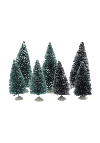 Mini Sisal Snowy Green Christmas Trees- Set of 7