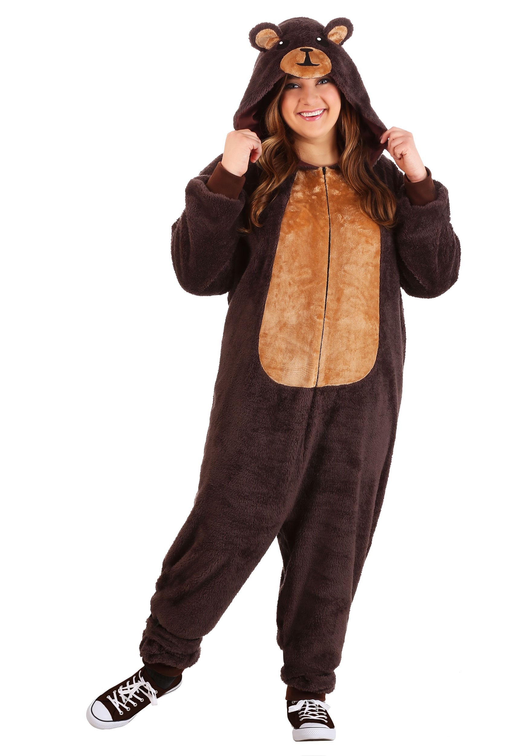 Photos - Fancy Dress BEAR FUN Costumes Plus Size Brown  Adult Onesie Costume | Plus Size Animal 