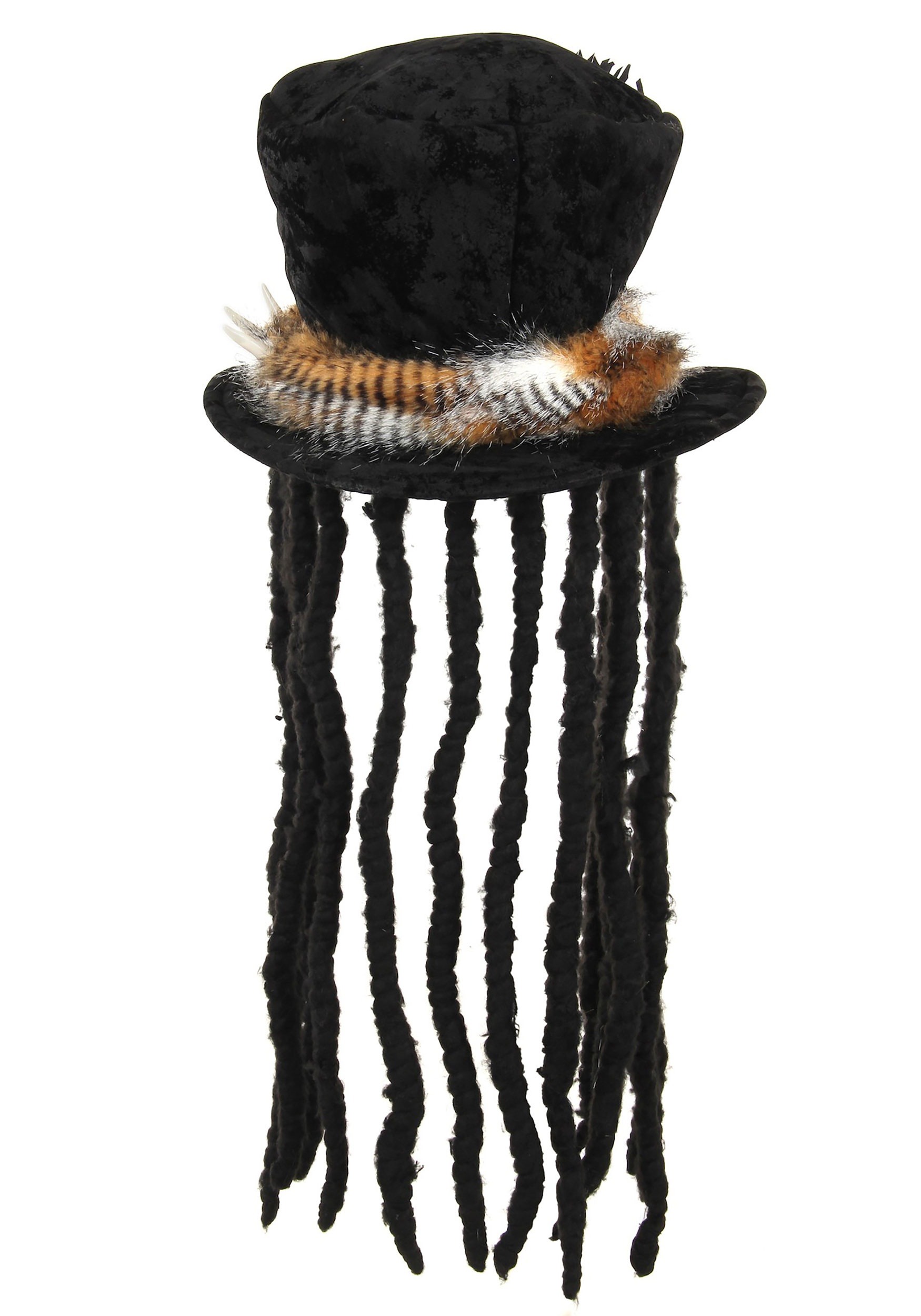 Witch Doctor Costume Hat With Dreadlocks For Adults