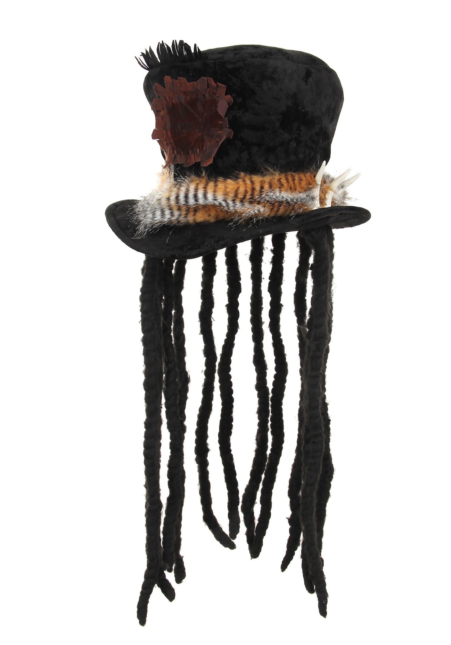 Witch Doctor Costume Hat with Dreadlocks for Adults