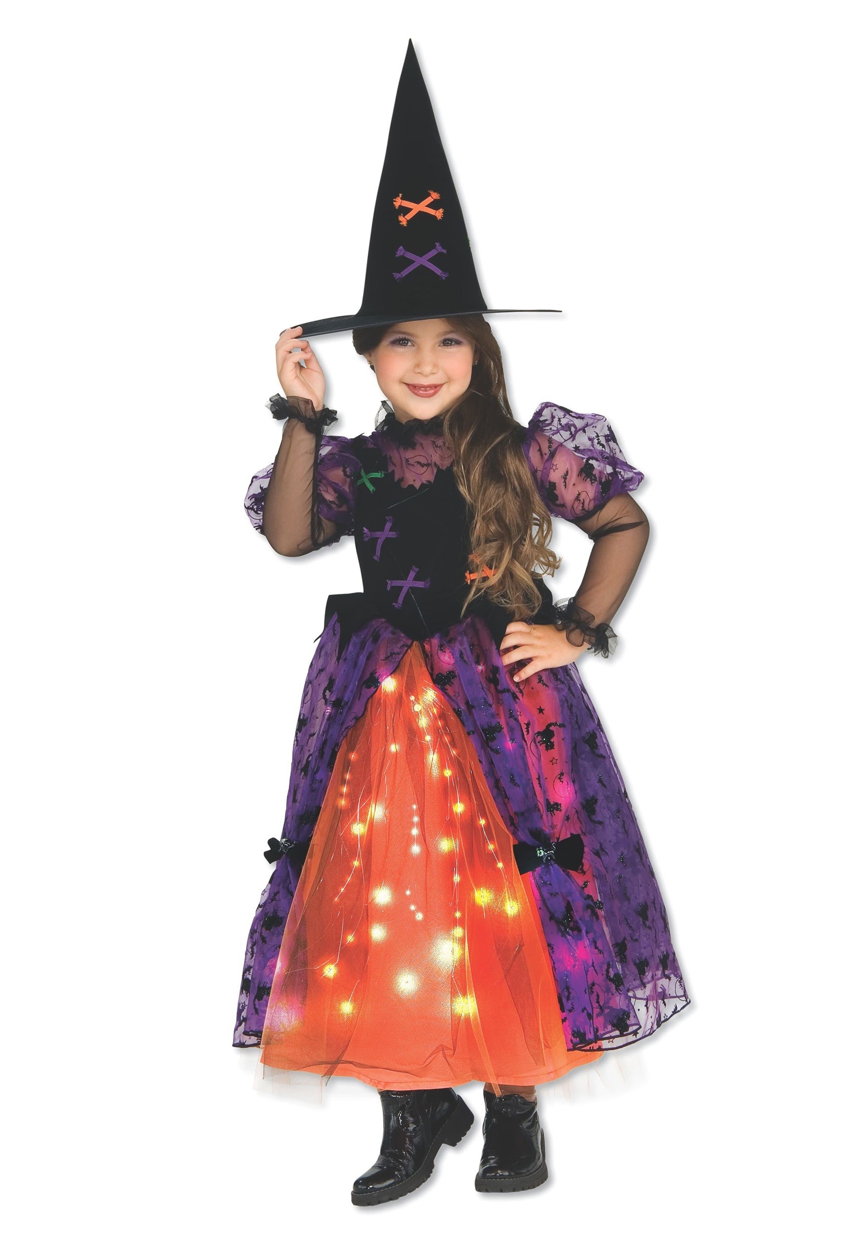 Photos - Fancy Dress Rubies Costume Co. Inc Sparkle Witch Girl's Costume Black/Orange/P 