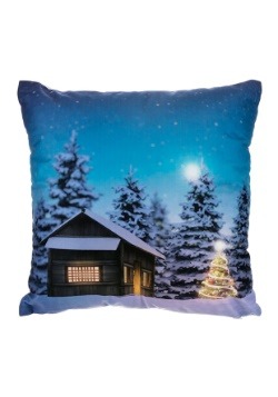 Christmas Tree & Cabin 16" Pillow w/ LED Lights