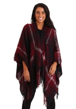 Holiday Red Plaid Shawl Update Model