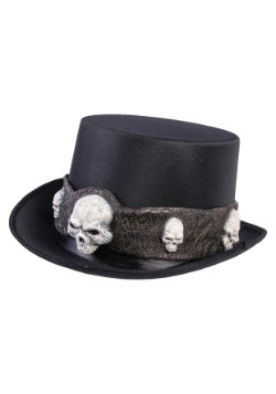 Black Top Hat with Skulls