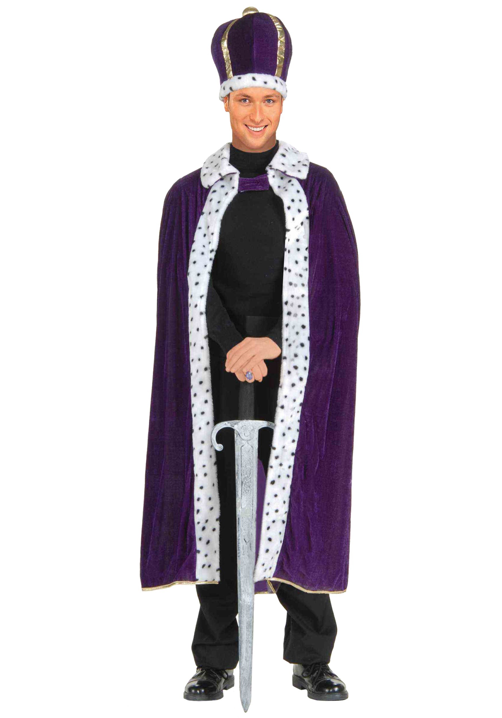 Kingly Purple Royal Robe & Crown Set