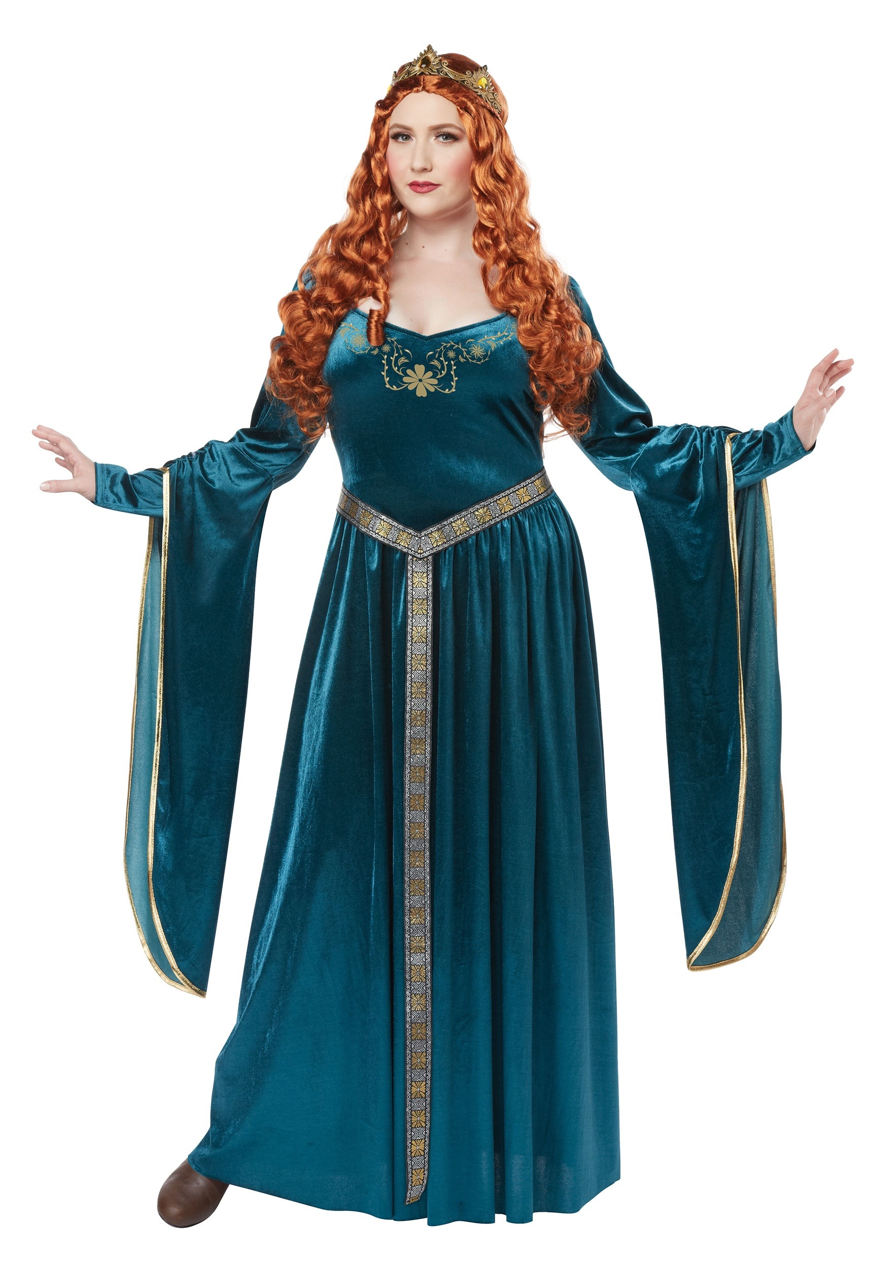 Women's Plus Size Lady Guinevere Teal Costume Dress