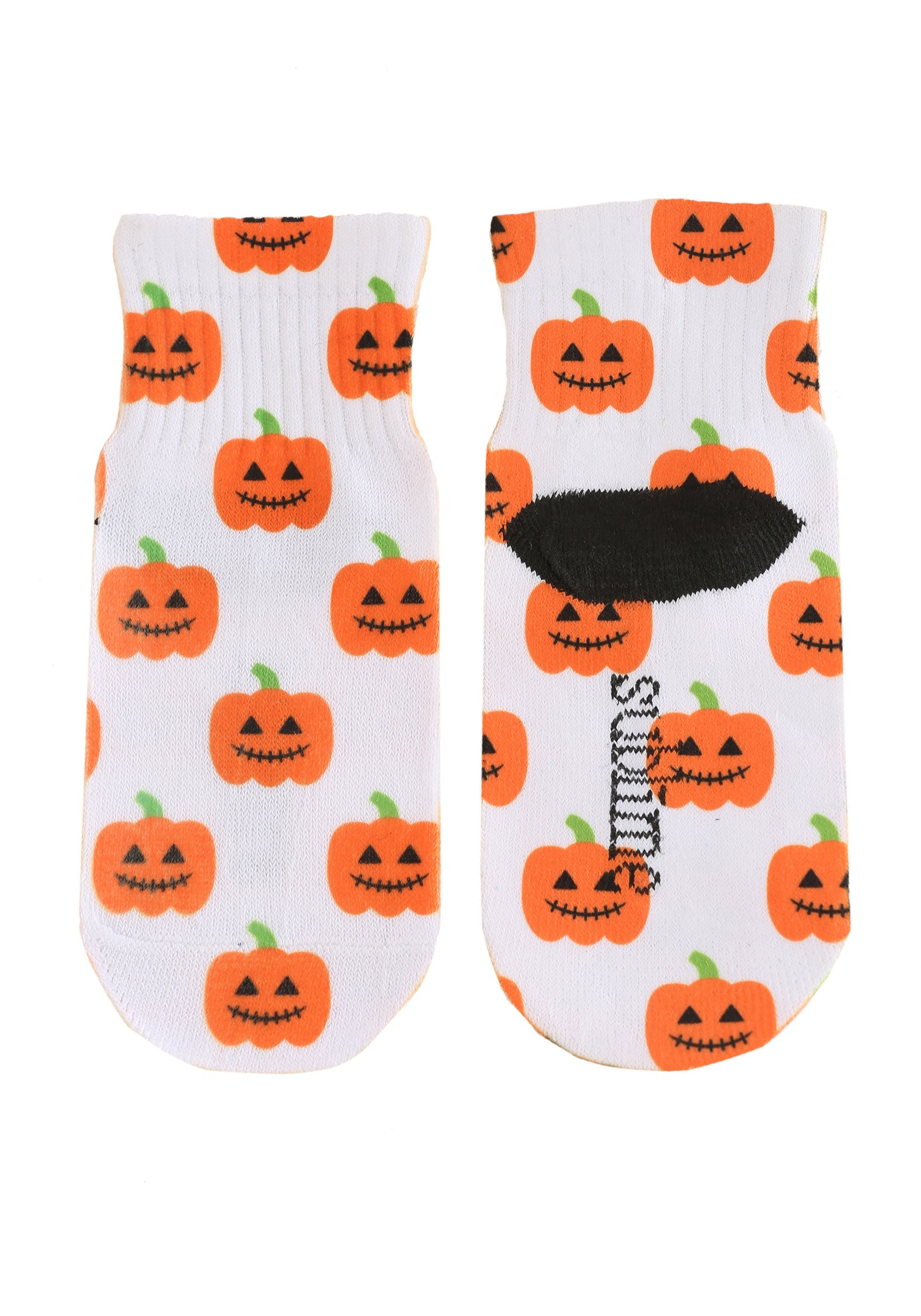 Kids Halloween Pumpkins White Ankle Socks