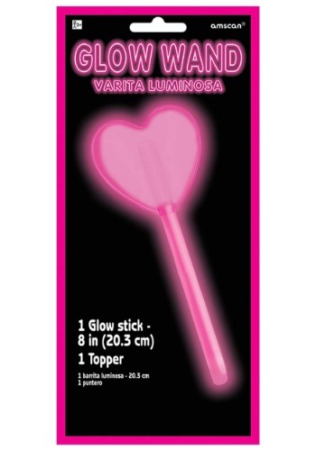 8" Pink Heart Glow Wand